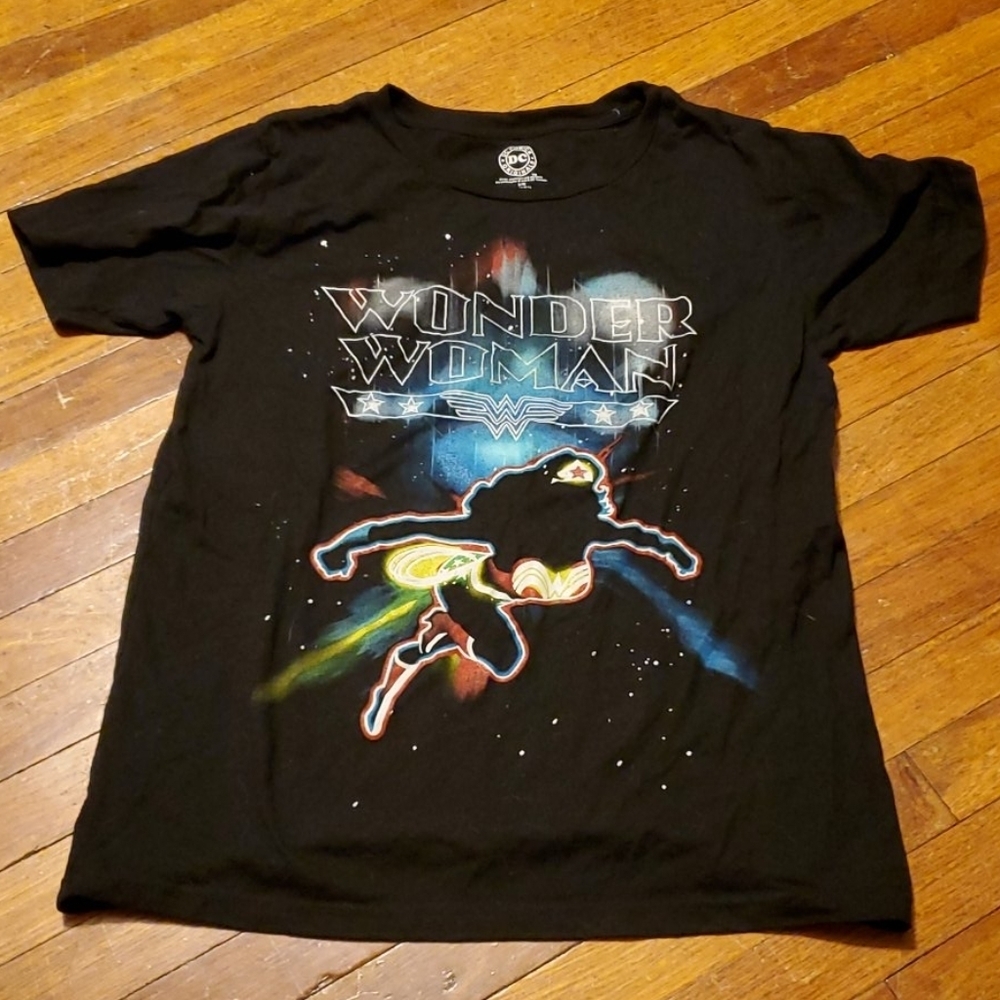 Wonder Woman Junior's Galaxy Print Tee, Lg (11/13)